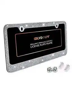 Walmart Bling Bling Crystal Metal Chrome License Plate Frame with Screw Caps offer