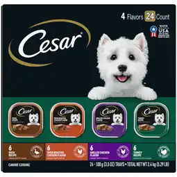 Walmart Cesar Wet Dog Food Variety Pack, 3.5 oz Trays (24 Pack) offer