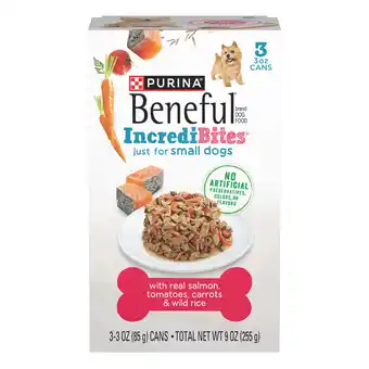 Walmart Purina Beneful IncrediBites Small Wet Dog Food Real Salmon, Rice & Vegetables, 3 oz Cans (24 Pack) offer