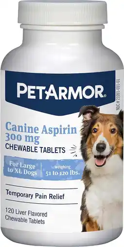 Walmart PetArmor Aspirin for Large Dogs, Fast Pain Relief & Inflammation, Liver Flavor, 120 Count offer