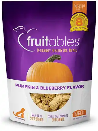 Walmart Fruitables Crunchy Baked Dog Treats Pumpkin/Blueberry, 1ea/7 oz offer