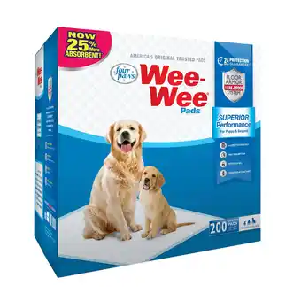 Walmart Four Paws Wee-Wee Dog Training Pads, 200-Pack Box offer