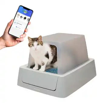 Walmart PetSafe ScoopFree Crystal Smart Front-Entry Self-Cleaning Cat Litter Box, Phone App Connected, Gray offer