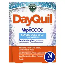 Walmart Vicks DayQuil Severe Cold and Flu Caplets, Cold and Flu Medicine for Adults, VapoCool, 24 Count offer