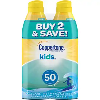 Walmart Coppertone Kids Sunscreen Spray, Children SPF 50, 11 oz, Pack of 2, Can offer