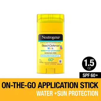 Walmart Neutrogena Beach Defense Kids SPF 60+ Sunscreen Stick, 1.5 oz offer