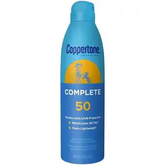 Walmart Coppertone Complete Sunscreen Spray, Adult, SPF 50, 5.5 oz offer