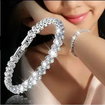 Walmart Fashion 925 Sterling Silver Crystal Diamond Bracelets Gifts Roman Style Woman offer