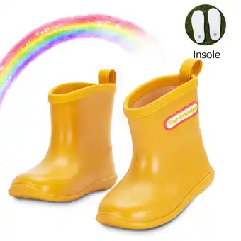 Walmart YYW Toddler Rain Boots,Baby Kids Easy-on Anti-Slip Rain Shoes for Boy Girl Outdoor(Yellow,7 Toddler) offer