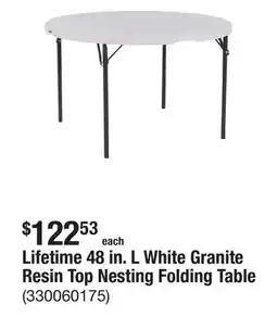 The Home Depot Lifetime 48 in. L White Granite Resin Top Nesting Folding Table offer