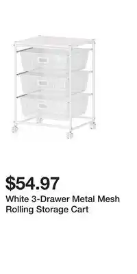 Big Lots White 3-Drawer Metal Mesh Rolling Storage Cart offer