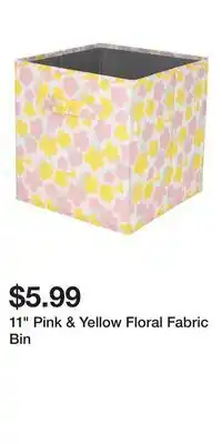 Big Lots 11 Pink & Yellow Floral Fabric Bin offer