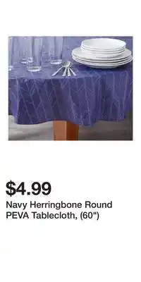 Big Lots Navy Herringbone Round PEVA Tablecloth, (60) offer