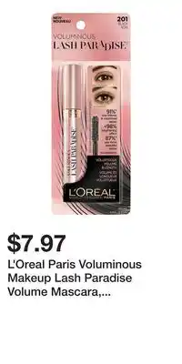 Big Lots L'Oreal Paris Voluminous Makeup Lash Paradise Volume Mascara, Black, 0.28 fl. oz offer