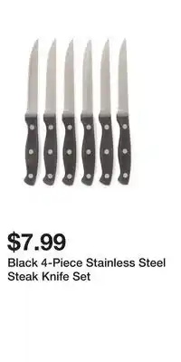 Big Lots Black 4-Piece Stainless Steel Steak Knife Set offer