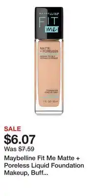 Big Lots Maybelline Fit Me Matte + Poreless Liquid Foundation Makeup, Buff Beige, 1 fl. oz offer