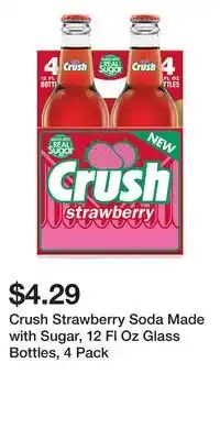 Big Lots Crush Strawberry Soda Made with Sugar, 12 Fl Oz Glass Bottles, 4 Pack offer