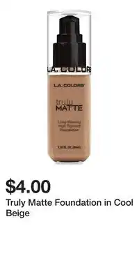 Big Lots Truly Matte Foundation in Cool Beige offer