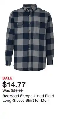 Cabela's RedHead Sherpa-Lined Plaid Long-Sleeve Shirt for Men offer