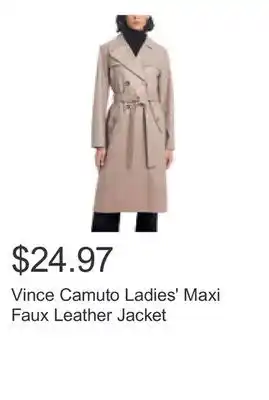 Costco Vince Camuto Ladies' Maxi Faux Leather Jacket offer