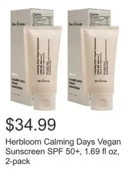 Costco Herbloom Calming Days Vegan Sunscreen SPF 50+, 1.69 fl oz, 2-pack offer