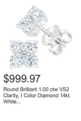 Costco Round Brilliant 1.00 ctw VS2 Clarity, I Color Diamond 14kt White Gold Flower Earrings offer