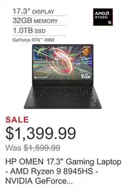 Costco HP OMEN 17.3 Gaming Laptop - AMD Ryzen 9 8945HS - NVIDIA GeForce RTX 4060 - 1080p 144Hz offer