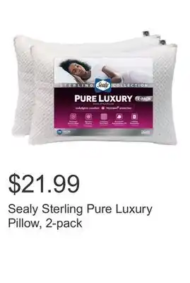 Costco Sealy Sterling Pure Luxury Pillow, 2-pack offer