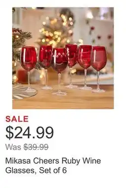 Costco Mikasa Cheers Ruby Wine Glasses, Set of 6 offer