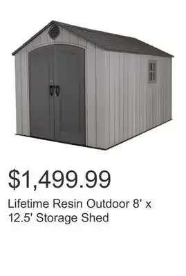 Costco Lifetime Resin Outdoor 8' x 12.5' Storage Shed offer