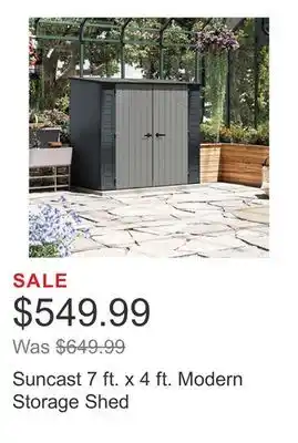 Costco Suncast 7 ft. x 4 ft. Modern Storage Shed offer