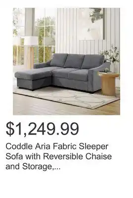 Costco Coddle Aria Fabric Sleeper Sofa with Reversible Chaise and Storage, Gray offer