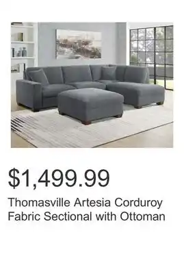 Costco Thomasville Artesia Corduroy Fabric Sectional with Ottoman offer