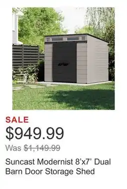 Costco Suncast Modernist 8'x7' Dual Barn Door Storage Shed offer