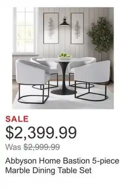 Costco Abbyson Home Bastion 5-piece Marble Dining Table Set offer