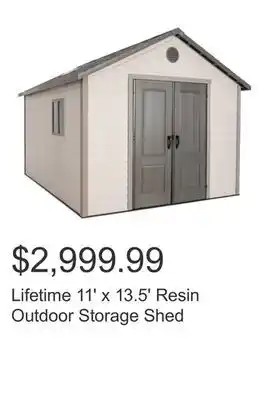 Costco Lifetime 11' x 13.5' Resin Outdoor Storage Shed offer