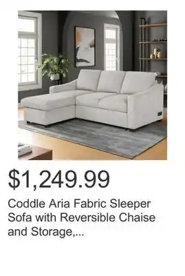 Costco Coddle Aria Fabric Sleeper Sofa with Reversible Chaise and Storage, Beige offer