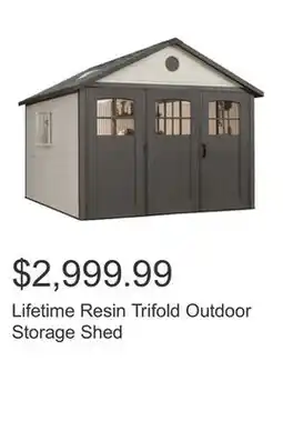 Costco Lifetime Resin Trifold Outdoor Storage Shed offer