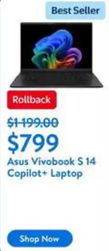 Walmart Asus Vivobook S 14 Copilot+ Laptop offer