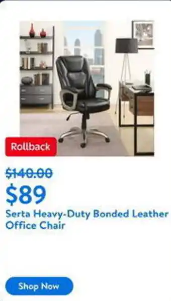 Walmart Serta Heavy-Duty Bonded Leather Office Chair offer