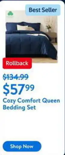 Walmart Cozy Comfort Queen Bedding Set offer