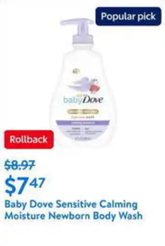 Walmart Baby Dove Sensitive Calming Moisture Newborn Body Wash offer