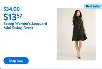 Walmart Scoop Women's Jacquard Mini Swing Dress offer