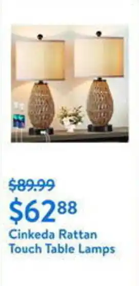 Walmart Cinkeda Rattan Touch Table Lamps offer