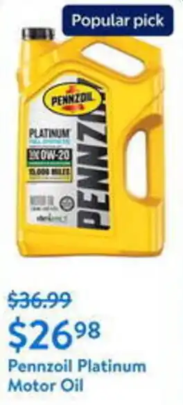 Walmart Pennzoil Platinum Motor Oil offer