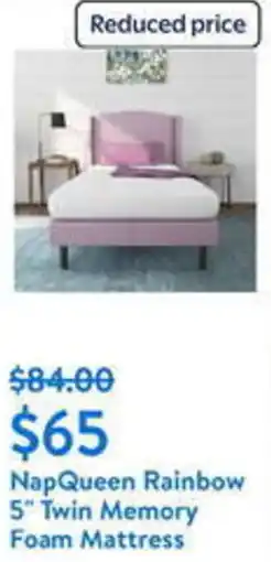 Walmart NapQueen Rainbow 5" Twin Memory Foam Mattress offer