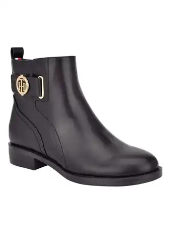 Walmart TOMMY HILFIGER Womens Black Buckle Accent Stacked Heel Zip-Up Booties 6.5 M offer