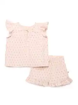 Walmart easy-peasy Toddler Girls Organic Dobby Check Ruffle Top & Shorts Set, 2-Piece, Sizes 18M-5T offer