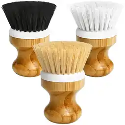 Walmart propuri Dish Brushes Palm Brush Dish Scrubber Bamboo Round Natural Scrub Brush Cleaning Kit 3pack offer