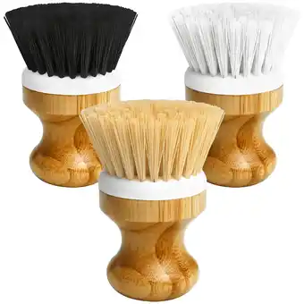 Walmart propuri Dish Brushes Palm Brush Dish Scrubber Bamboo Round Natural Scrub Brush Cleaning Kit 3pack offer